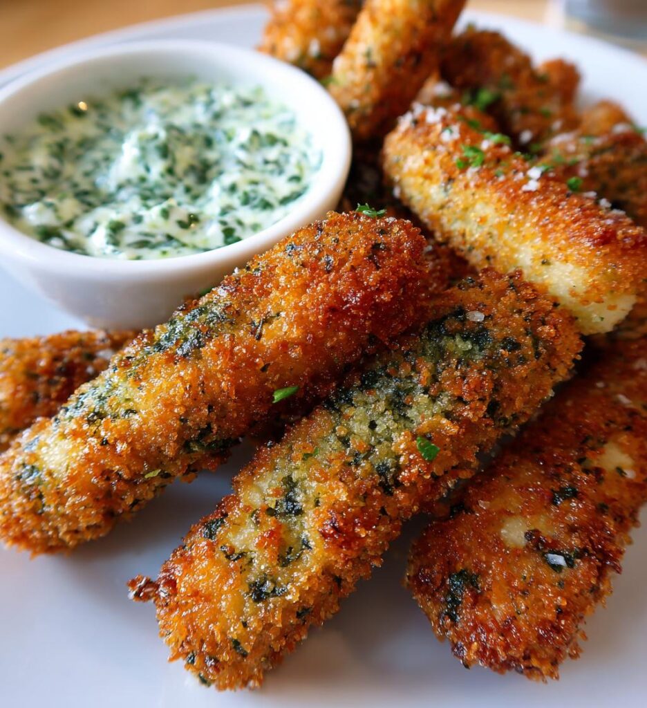 Spinach Dip Mozzarella Sticks