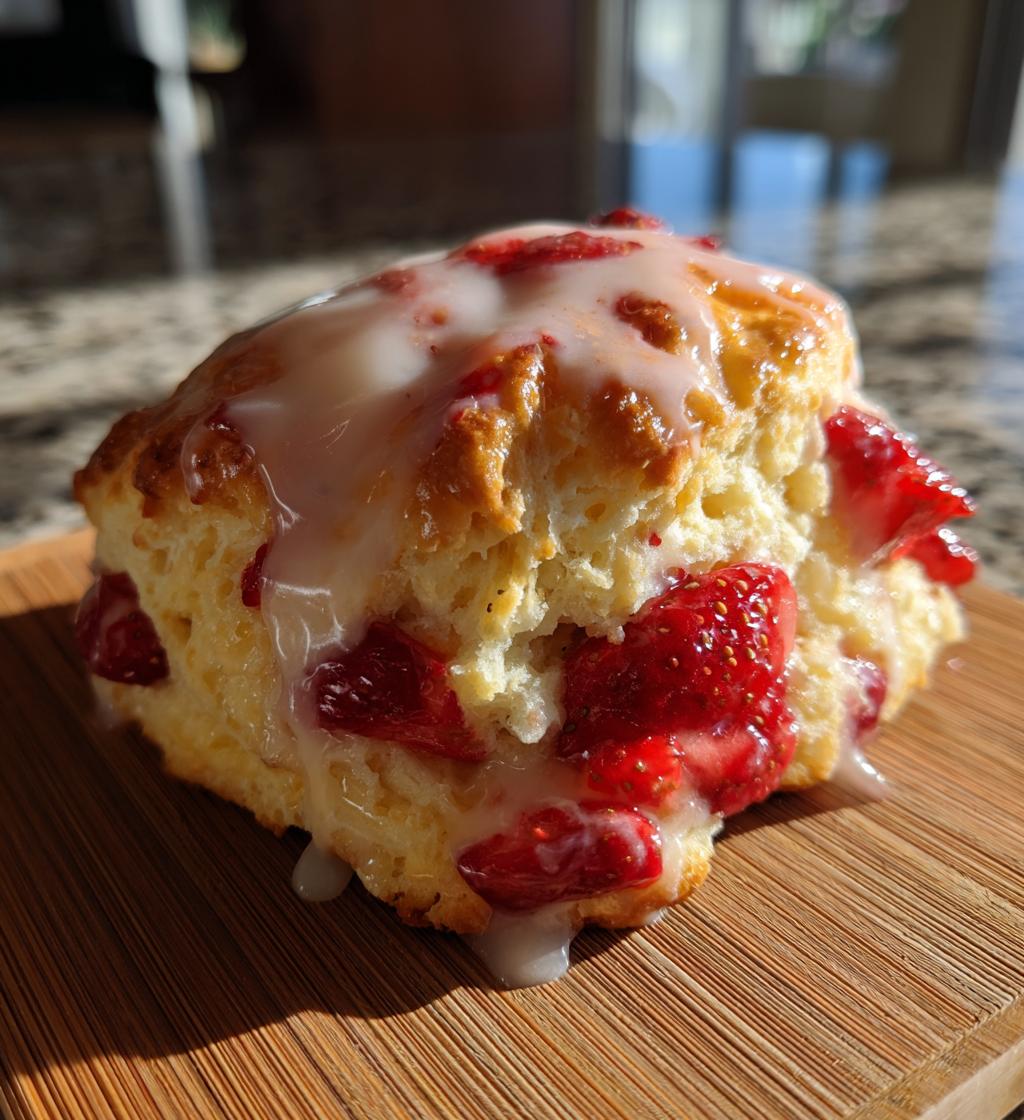 Strawberry Scones with Lemon Glaze