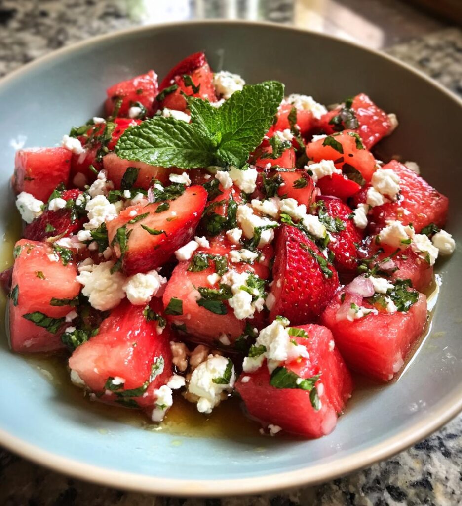 Strawberry Watermelon Salad with Honey Lime Vinaigrette
