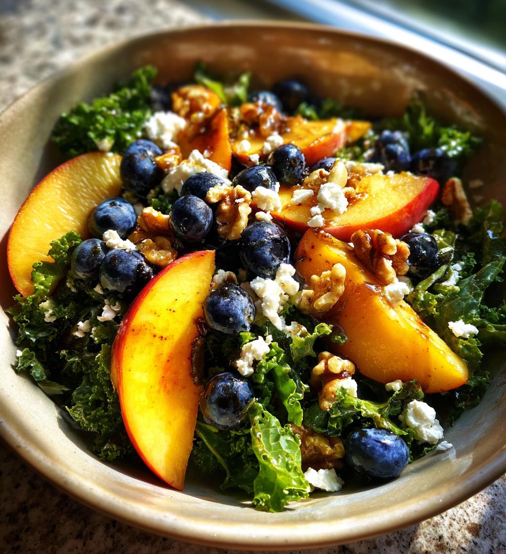 Summer Peach Blueberry Kale Salad