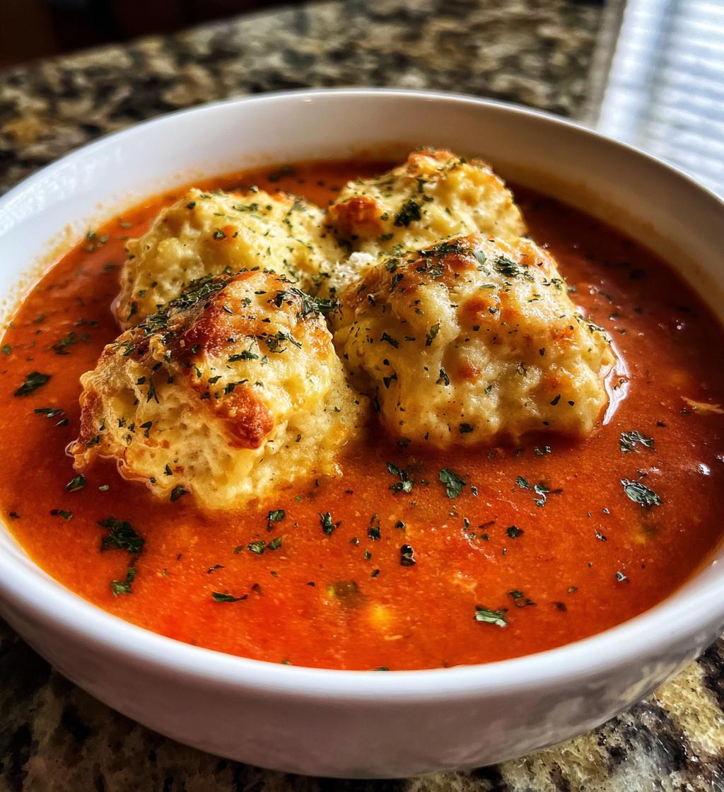 Tomato Soup with Cheddar Bay Dumplings