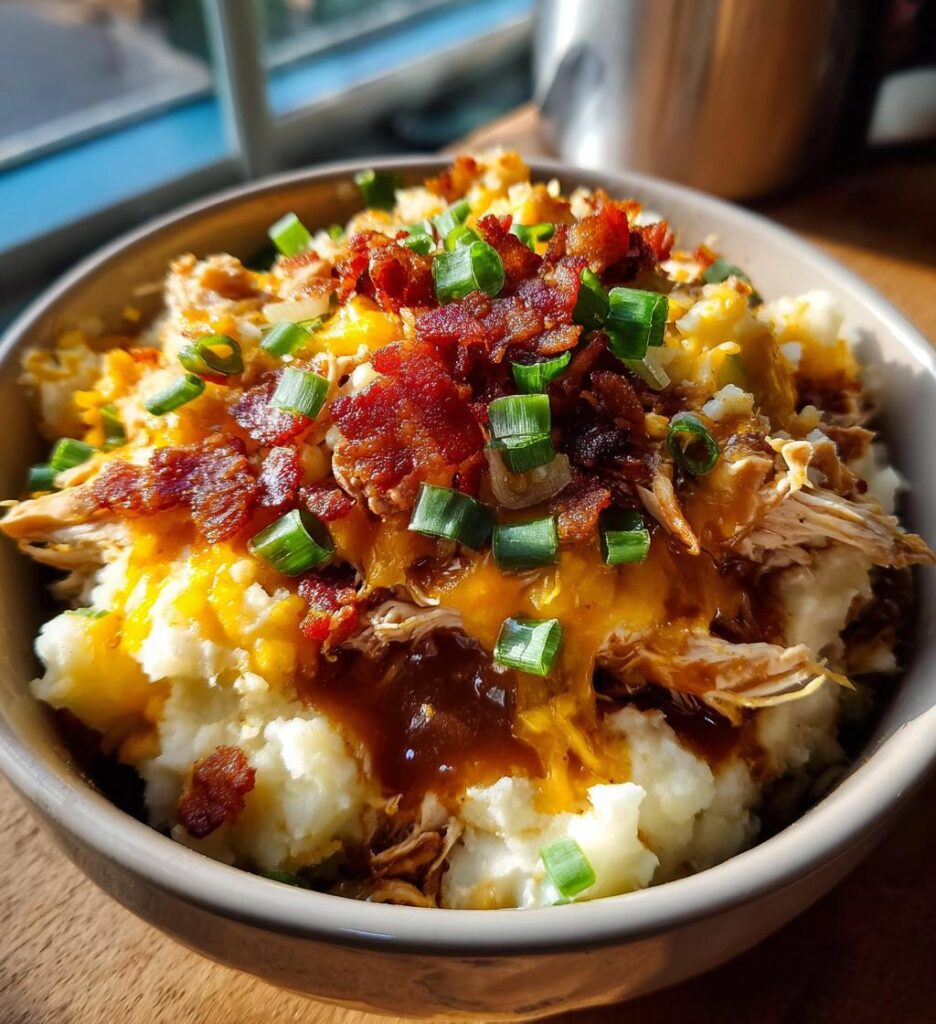 Ultimate Loaded Chicken and Gravy Mashed Potato Bowls