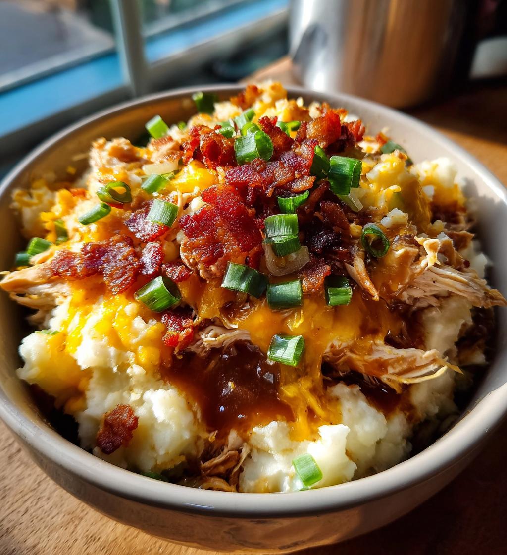 Ultimate Loaded Chicken and Gravy Mashed Potato Bowls