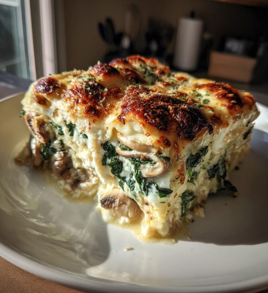 White Lasagna Spinach Mushroom