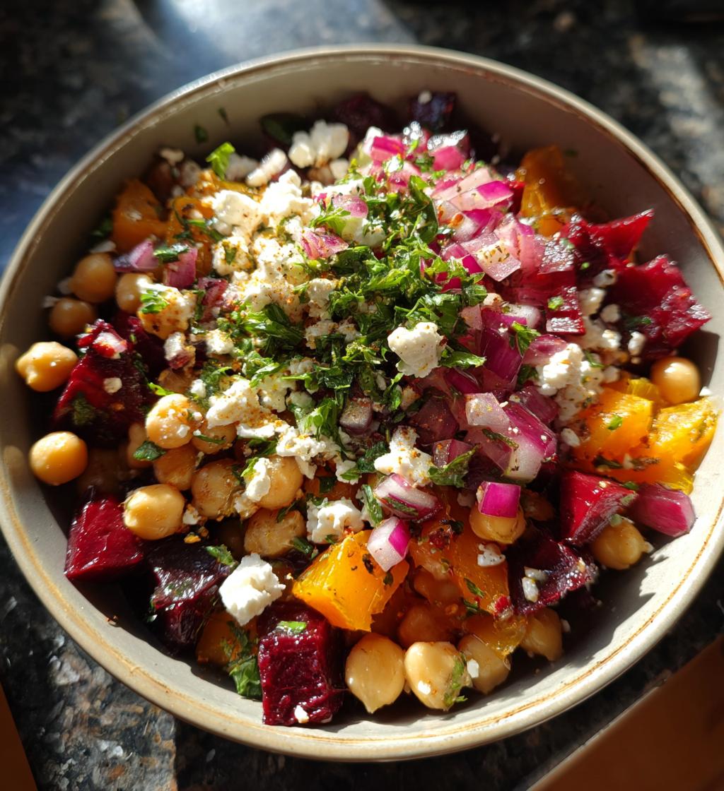 Zesty Chickpea Beet Feta Salad