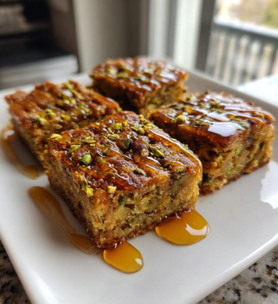 Brown Butter Pistachio Cookie Bars with Honey