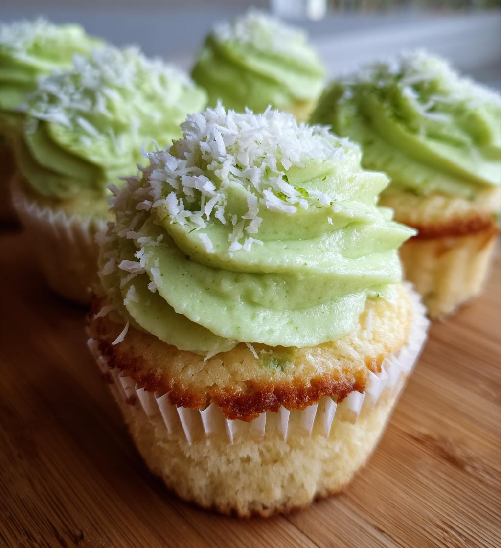 Coconut Cupcakes with Lime Buttercream Frosting