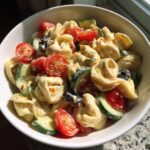 Creamy Greek Pasta Salad with Cheese Tortellini