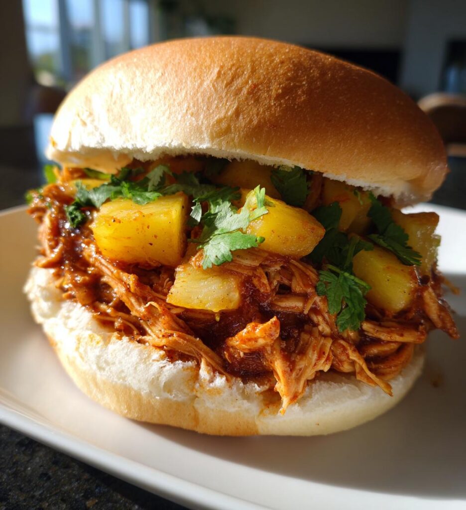 Crock Pot Hawaiian Chicken Sandwiches