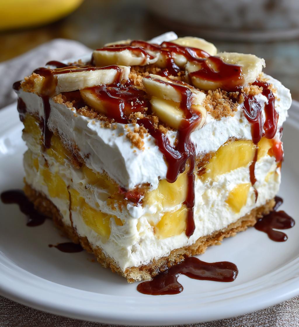 Delicious No Bake Banana Split Cake