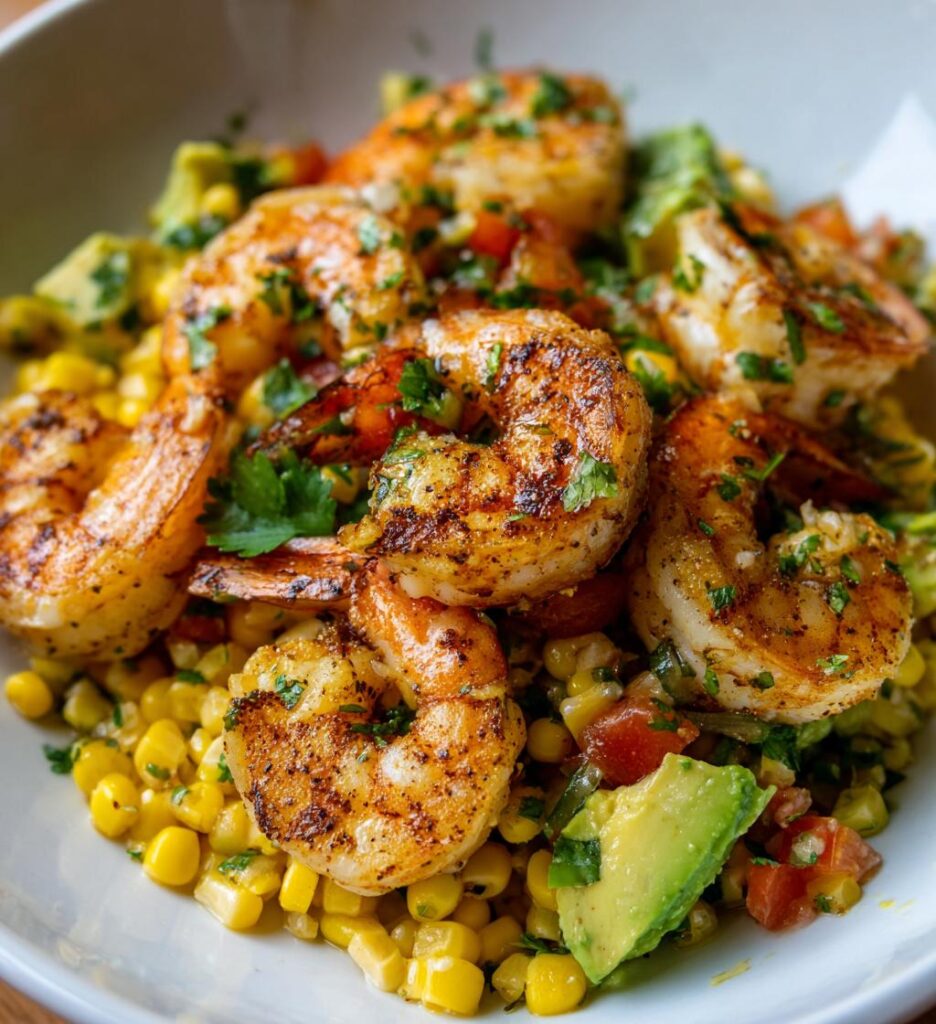 Easy Grilled Shrimp Bowl with Avocado and Corn Salsa