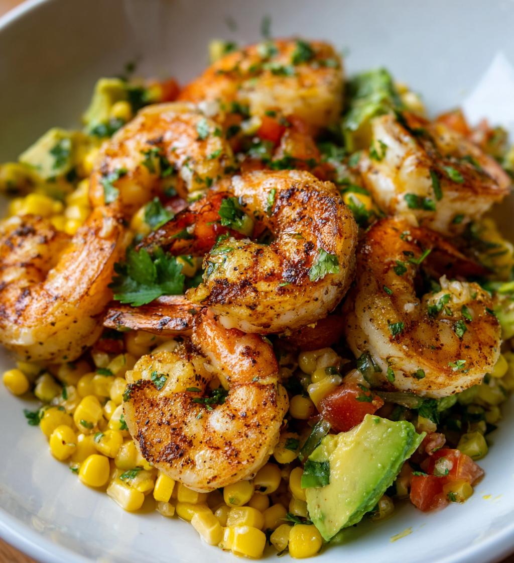 Easy Grilled Shrimp Bowl with Avocado and Corn Salsa