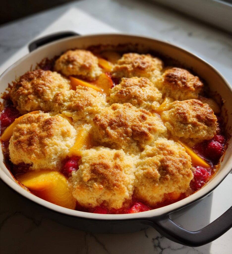 Easy Peach and Raspberry Cobbler