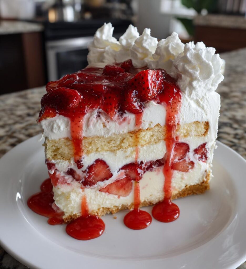 Easy Strawberry Crunch Ice Cream Cake