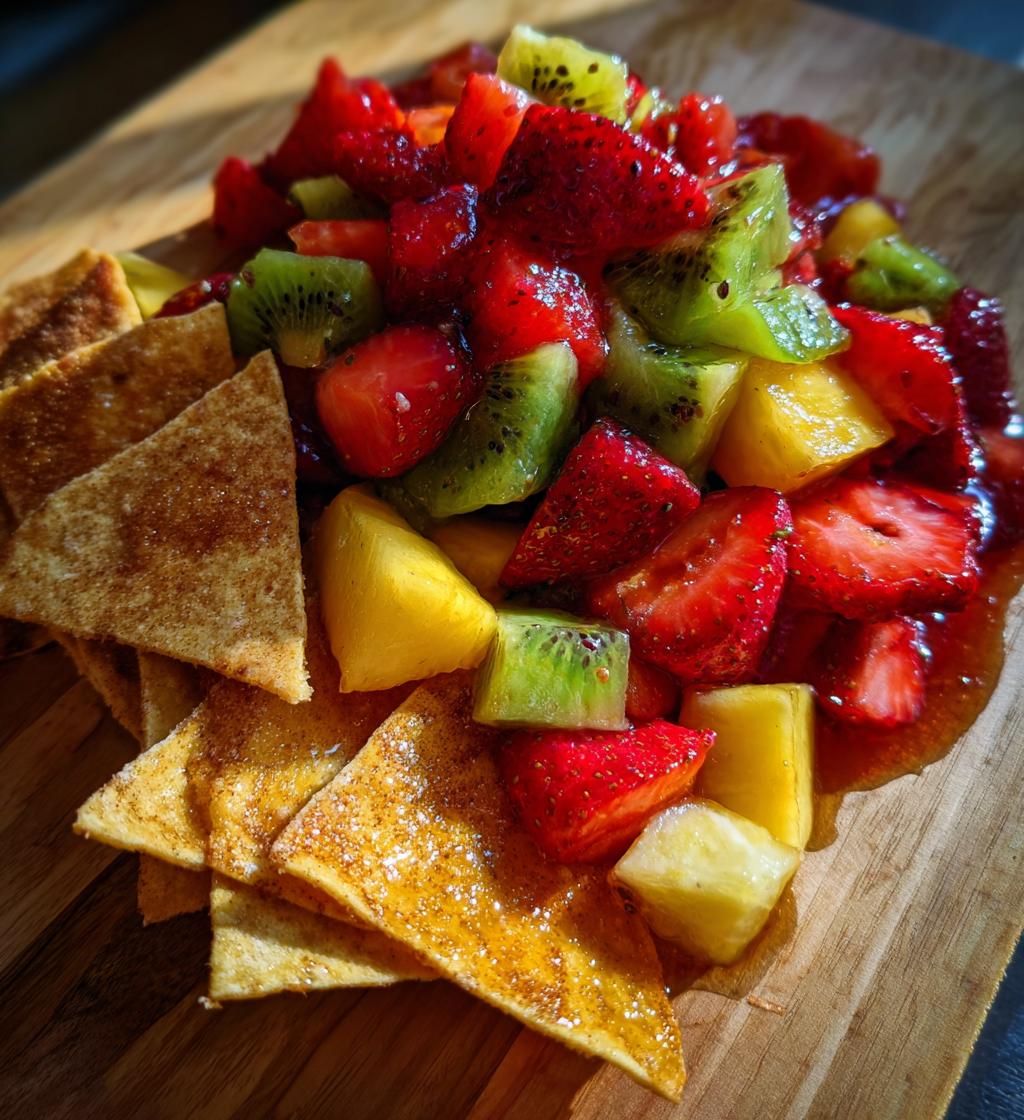 Fruit Salsa with Cinnamon Sugar Tortilla Chips
