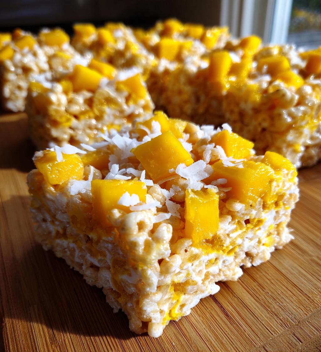 Hawaiian Rice Krispie Treats with Mango and Coconut