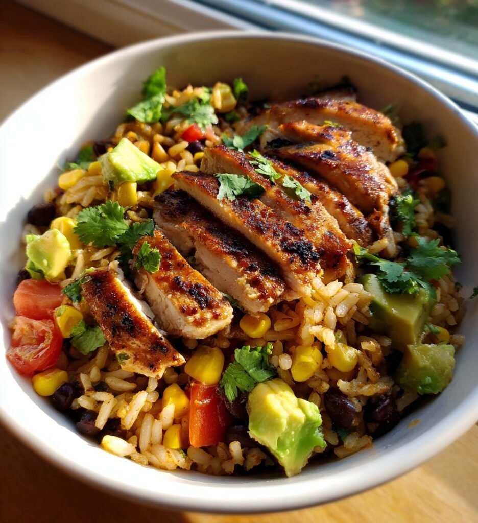 Honey Lime Chicken and Avocado Rice Bowl