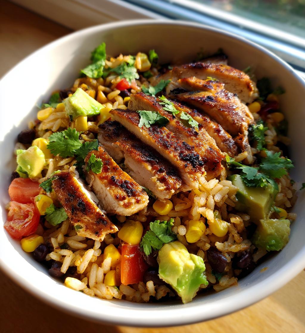Honey Lime Chicken and Avocado Rice Bowl