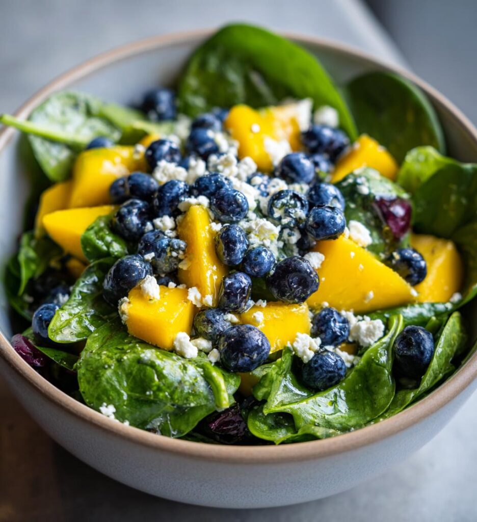 Mango Salad with Spinach and Blueberries