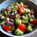 Mediterranean Salad with Cucumber Tomato and Onion