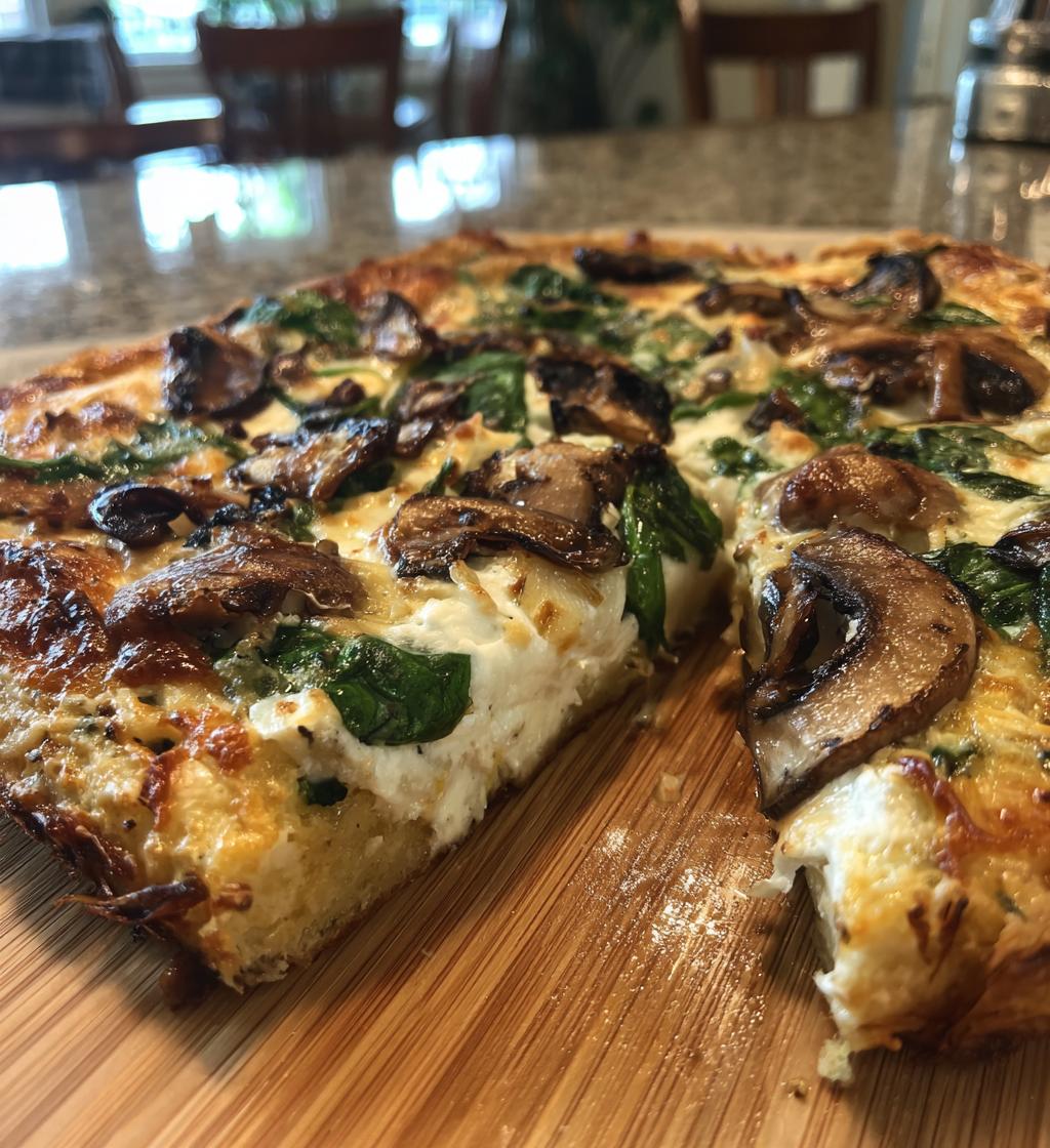 Mushroom Spinach White Pizza