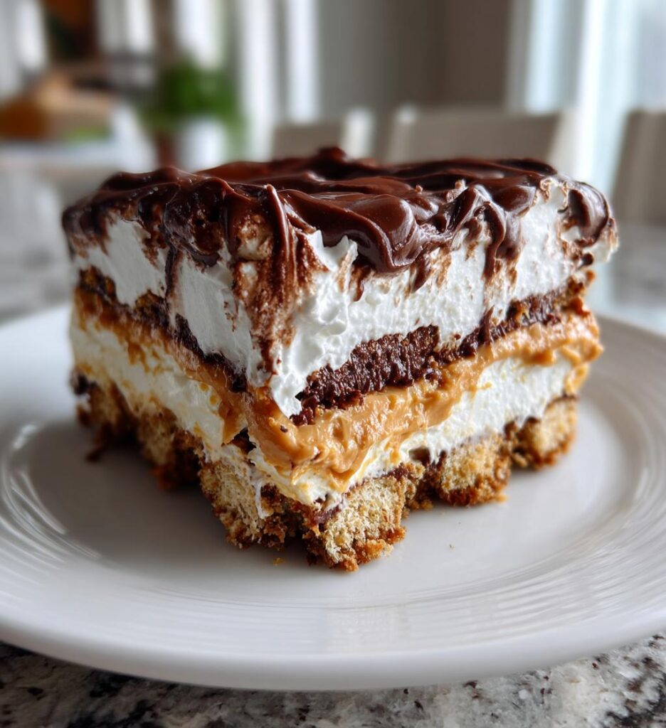 No Bake Peanut Butter Chocolate Lasagna