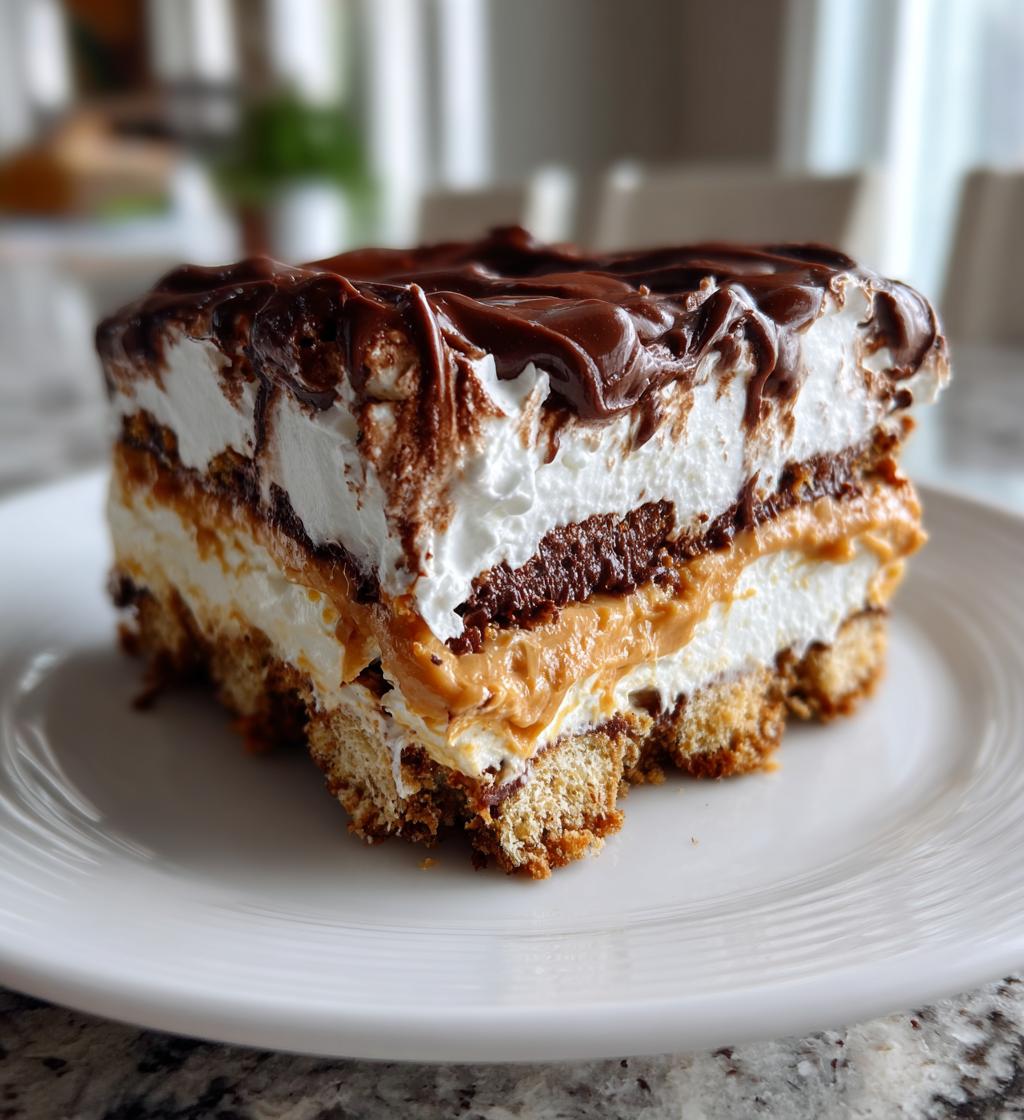 No Bake Peanut Butter Chocolate Lasagna