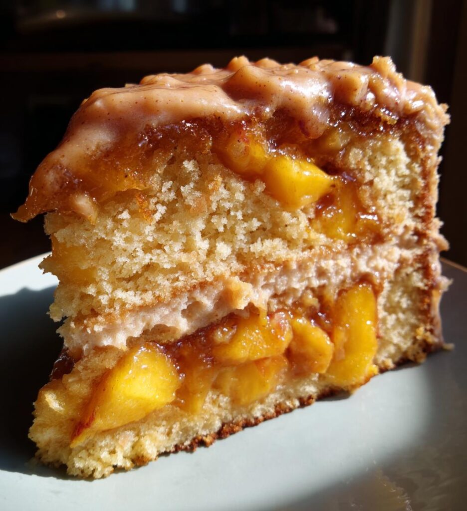 Peach Cake with Brown Sugar Frosting