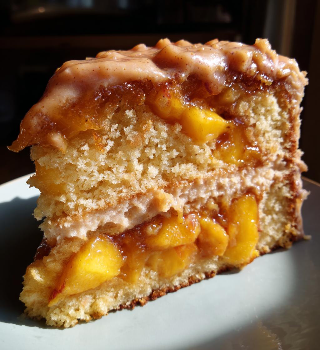 Peach Cake with Brown Sugar Frosting
