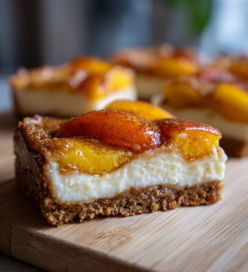 Peach Cobbler Cheesecake Bars