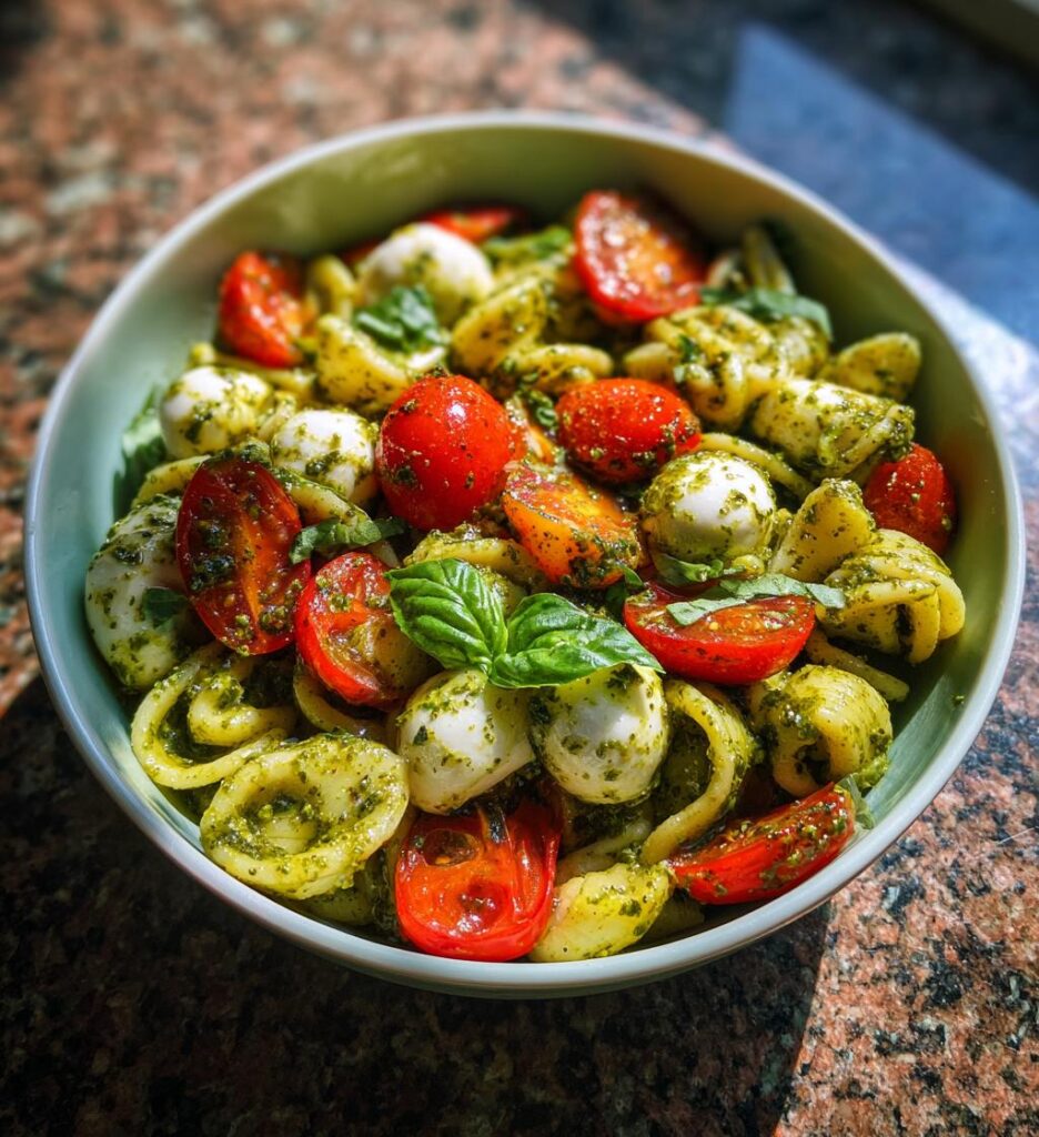 Pesto Caprese Pasta Salad