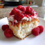 Raspberry Cream Angel Food Cake