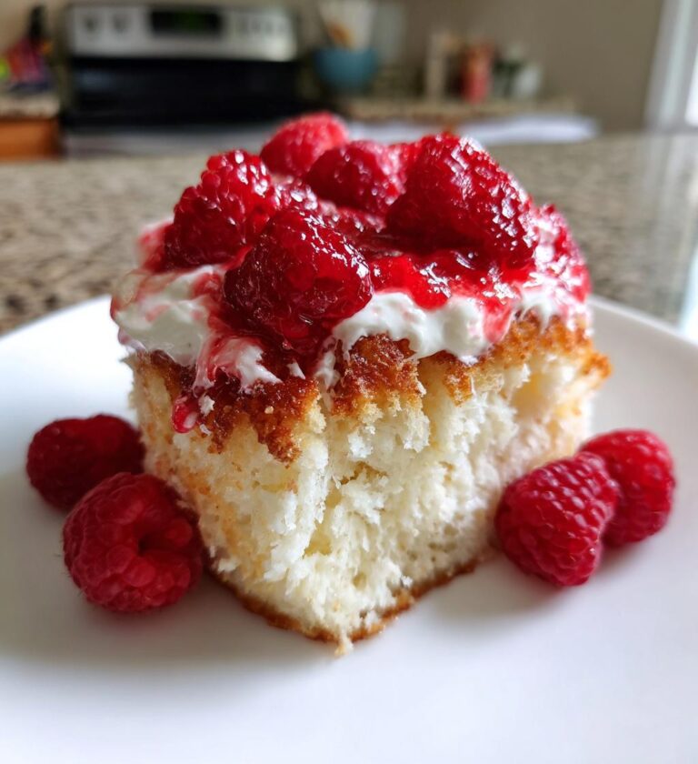 Raspberry Cream Angel Food Cake
