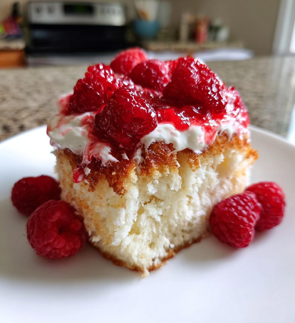 Raspberry Cream Angel Food Cake