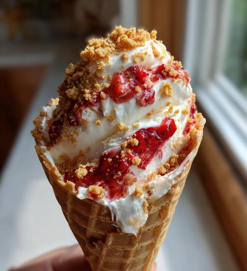 Strawberry Crunch Cheesecake Cones
