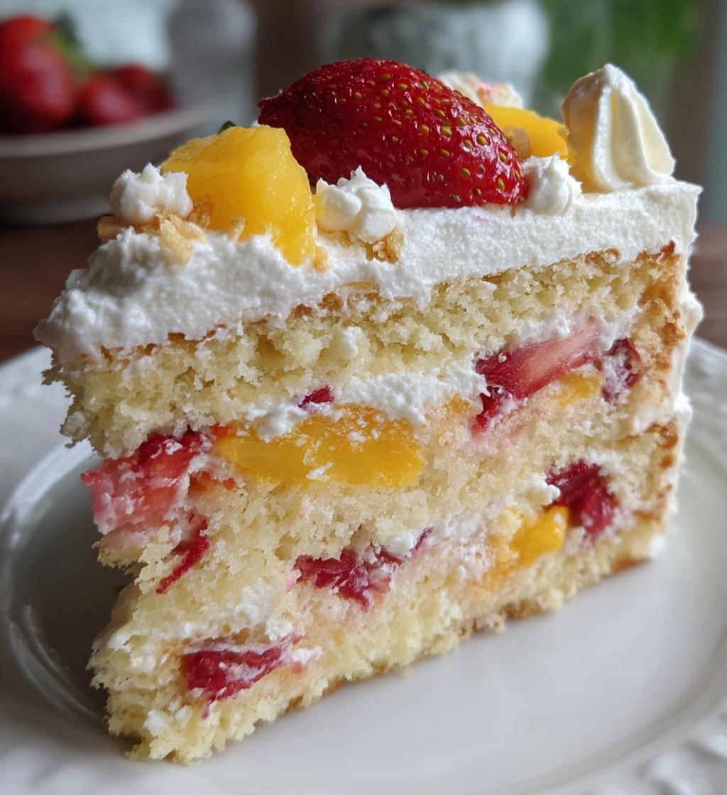 Strawberry Mango Split Cake