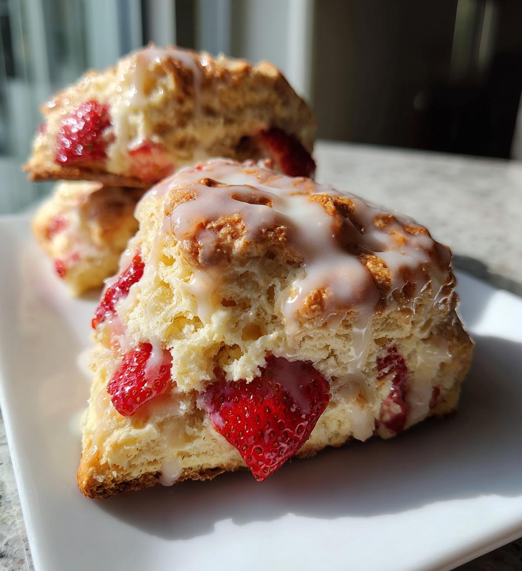 Strawberry Scones with Lemon Glaze