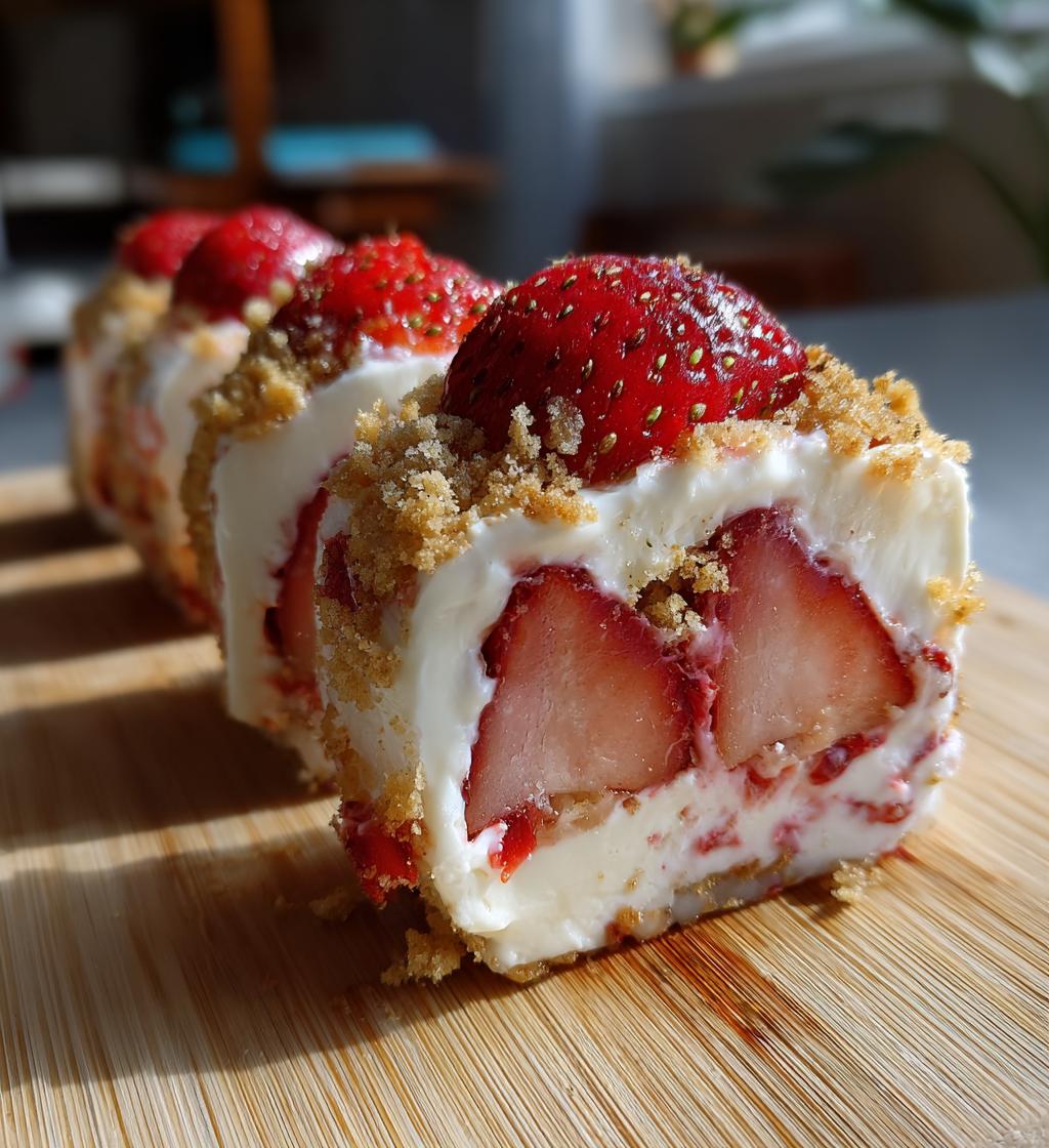 Strawberry Shortcake Cheesecake Sushi Rolls
