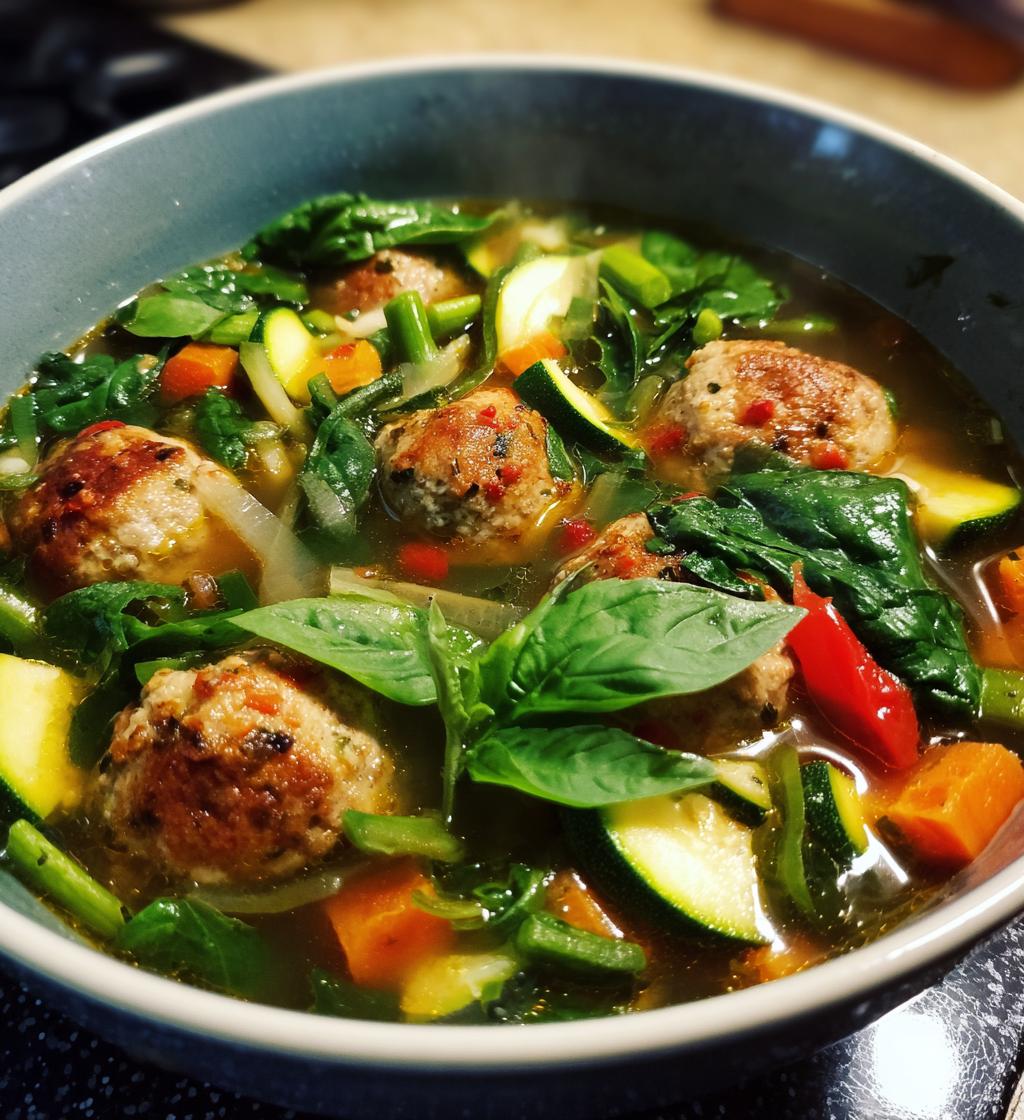 Summer Minestrone with Turkey Meatballs