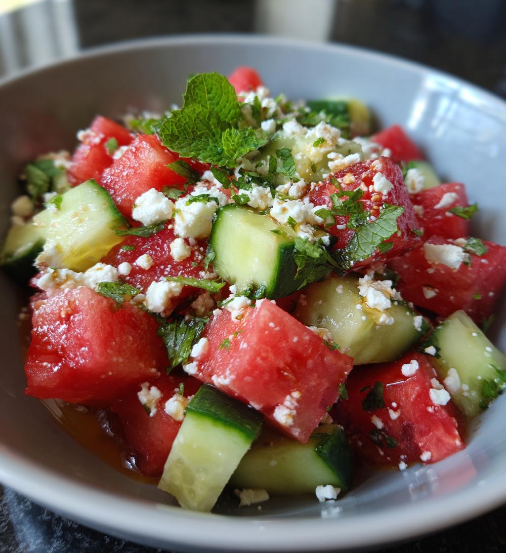 Watermelon Salad with Cucumber and Feta